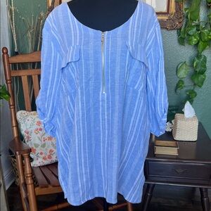 Ellen Tracy Blue Striped Blouse